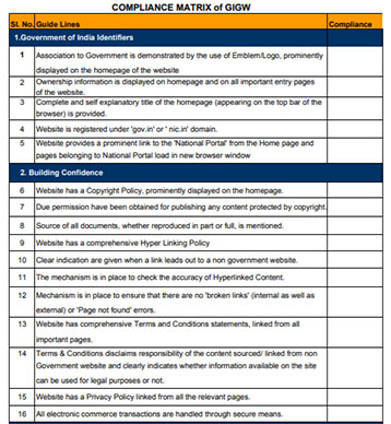 Compliance matrix